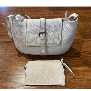Cole Haan Leather Crossbody Purse with Matching Coin Pouch White – 8" x 12" x 3"